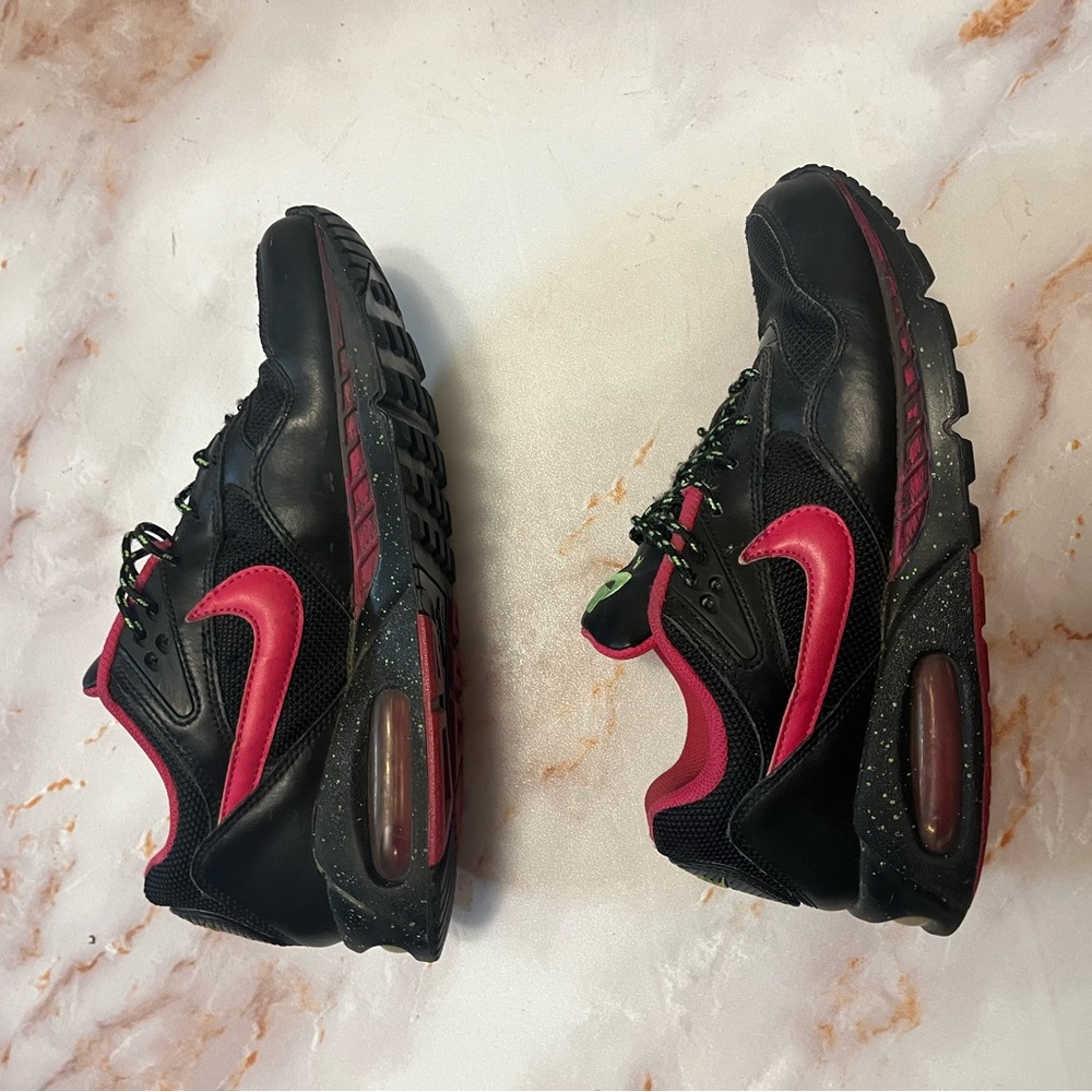 Nike AIRMAX Women's Black Shoes with Pink Lining and Neon Green Accents
